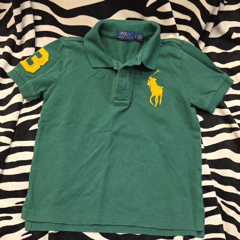 Polo by Ralph Lauren Kids Polo Shirt in Green with Yellow Accents